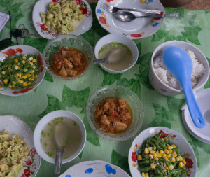 Chickchickencurry, Gemüse und Reis